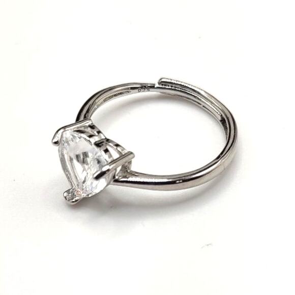 925 Silver Necklace Ring & Earring Set White CZ Diamond Heart Stones Valentines - Picture 4 of 10